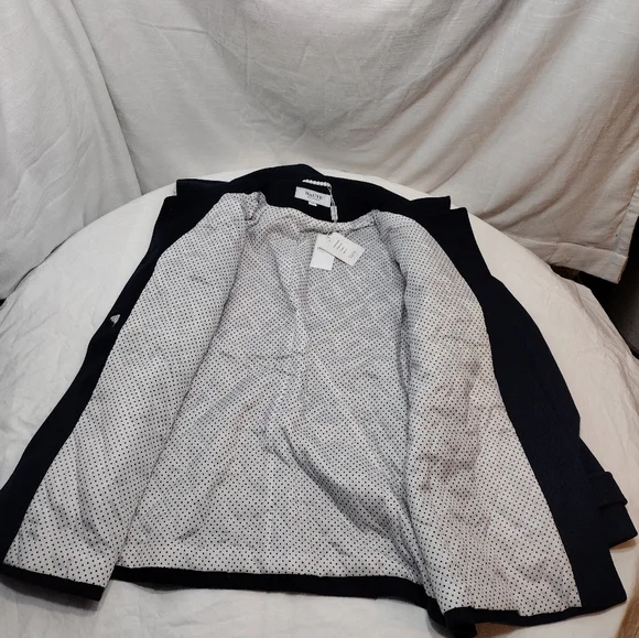 Haute Edition Navy Blue Wool Blend Peacoat With Oversized Scarf - Picture 9 of 12